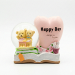 Teddy Bear Heart Snow Globe Figurine on Book Base - Image 2
