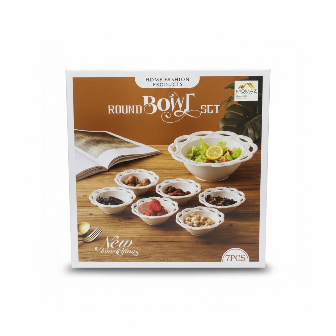N8- Momaz New Bone China Round Bowl 7-Piece Set - Image 1