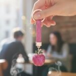 Bejeweled Apple Keychain with Rhinestone Strap - Image 10