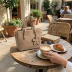 Pebble Leather Tote with Flower Charm - Image 3