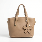 Pebble Leather Tote with Flower Charm - Image 2