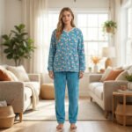 Ribbed Fleece Heart Print Pajama Set - Image 3