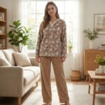 Ribbed Fleece Heart Print Pajama Set