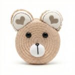 Woven Straw Teddy Bear Crossbody Bag with Heart Ears - Image 8