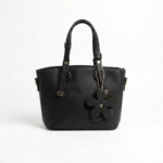 Pebble Leather Tote with Flower Charm - Image 4