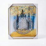 Luxury Islamic Crystal Porcelain Wall Art - Allah Calligraphy Blue & Gold /60*50