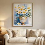 Crystal Porcelain Wall Art - White Plumeria & Blue Floral Vase/60*50 - Image 2