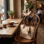 Canvas Tote Bag with Bear Charm - Image 5
