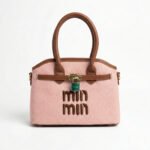 Miu Miu Logo Woven Handbag with  Padlock - Image 2