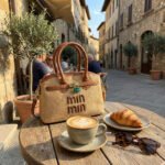 Miu Miu Logo Woven Handbag with  Padlock - Image 5