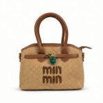 Miu Miu Logo Woven Handbag with  Padlock - Image 4