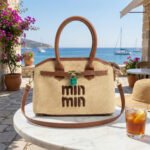 Miu Miu Logo Woven Handbag with  Padlock