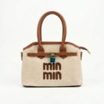 Miu Miu Logo Woven Handbag with  Padlock - Image 8