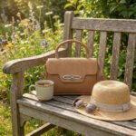 Snakeskin Textured Top Handle Handbag - Image 7