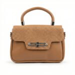 Snakeskin Textured Top Handle Handbag - Image 6