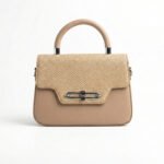 Snakeskin Textured Top Handle Handbag - Image 8