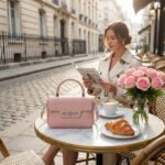 Snakeskin Textured Top Handle Handbag - Image 3