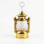 Mini Gold Ramadan Lantern with LED Candle & Moon Star Cutouts