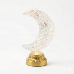 LED Crystal Crescent Moon Table Lamp with Gold Base