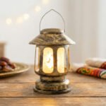 Vintage Bronze Star and Moon Decorative Lantern - Image 2