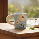 Irregular Hand-Painted Blue Flower Ceramic Mug - Image 2