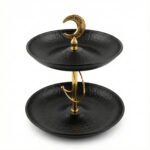 Two-Tier Black Crescent Moon Dessert Stand