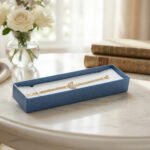 Textured Long Jewelry Box with Ribbon Bow - Image 5