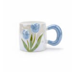 Pearlescent Glaze Blue-purple Tulip Ceramic Mug