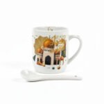 Ramadan Kareem Mosque and Camel Ceramic Mug with Spoon