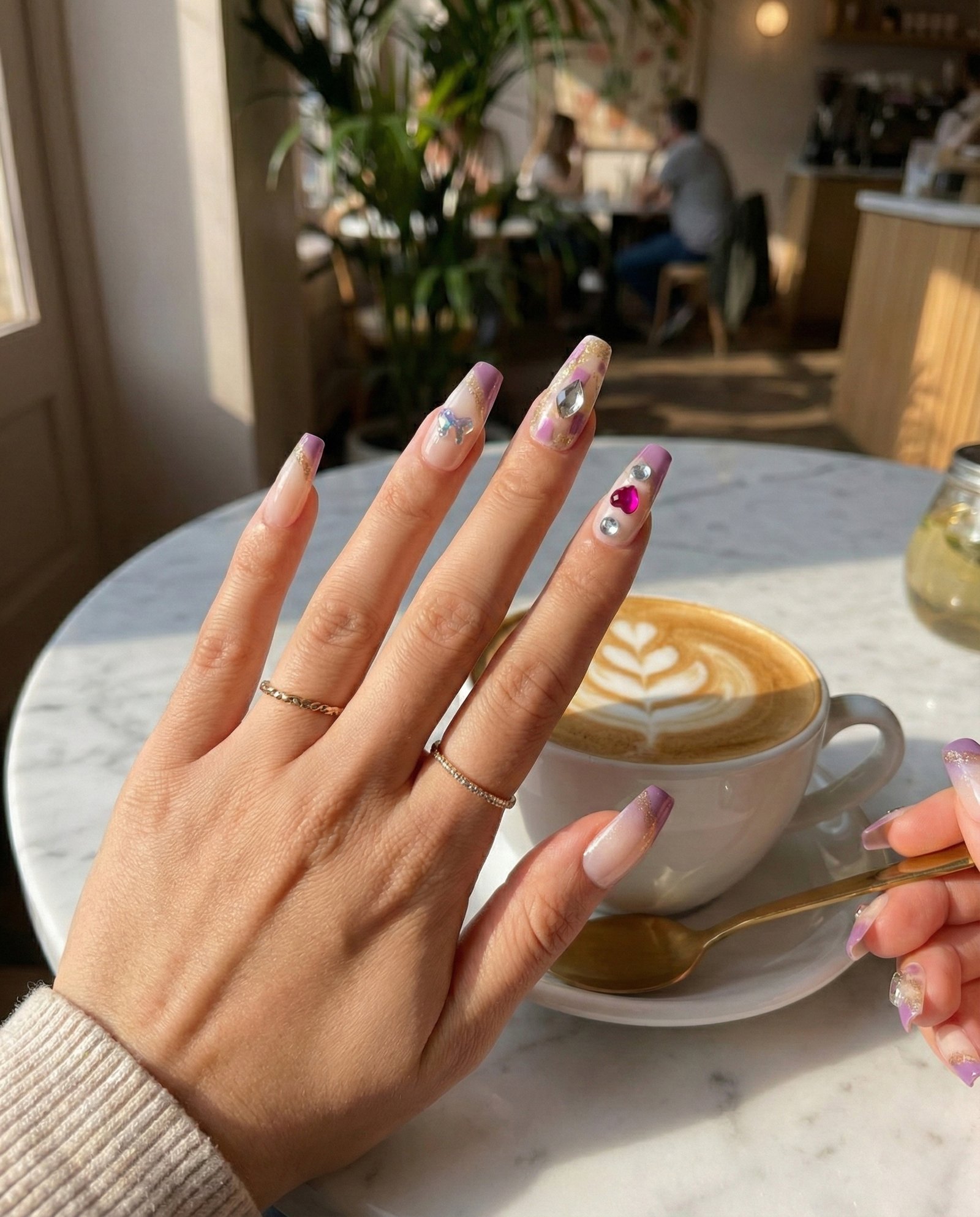 nails 44 Party Legend Luxury 3D Gem & Glitter Press-On Nails - Image 1