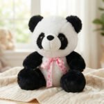 Ganz Pookie Panda Bear Plush with Pink Heart Ribbon 21 cm - Image 2