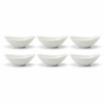 Momaz 6-Piece White Porcelain Oval Sauce & Nut Bowl Set