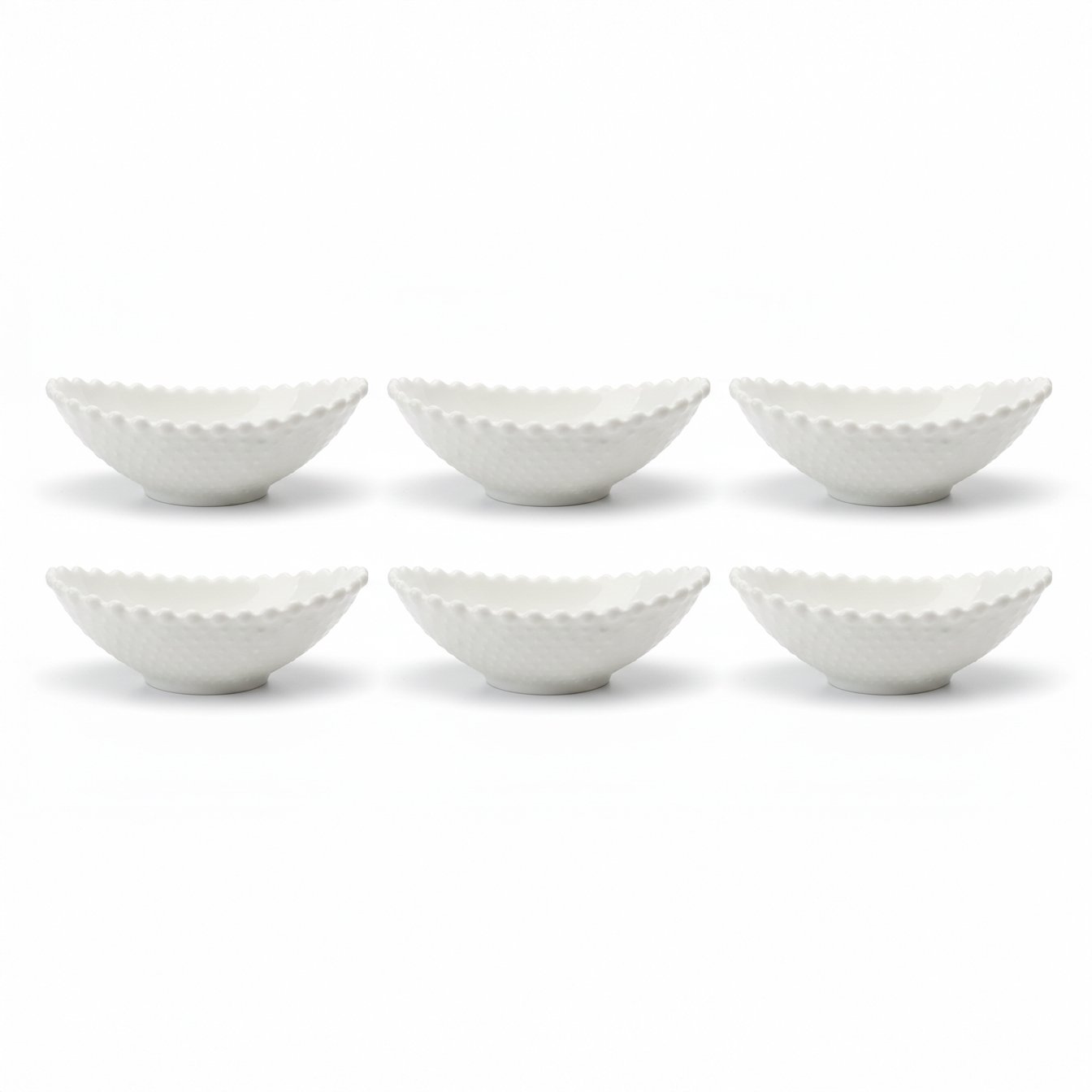 p22-2 Momaz 6-Piece White Porcelain Oval Sauce & Nut Bowl Set - Image 1