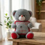 Grey Teddy Bear with "I Love You Forever" Pillow 40 cm - Image 2