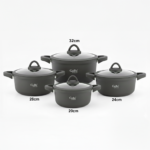 GeBe Venus Aluminum Cookware Non-Stick Grey 8Pcs Cookware Set - Image 2