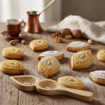 Traditional Wooden Maamoul Mold - 2 Cavity Leaf & Flower Design - Image 2