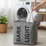 2-Section Foldable Fabric Laundry Hamper - Image 3