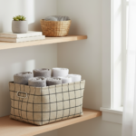 Honeybloom Black & beige of set Grid Rectangle Fabric Storage Basket - Image 2