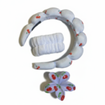3-Piece Cherry Spa Headband and Flower Hair Clip Set - Image 5