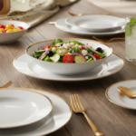 Deva Large Porcelain Soup Bowl with Gold Rim - Image 4