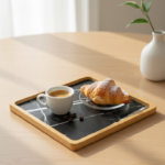 3-Piece Nesting Square Bamboo Trays with Marble Pattern - Image 3