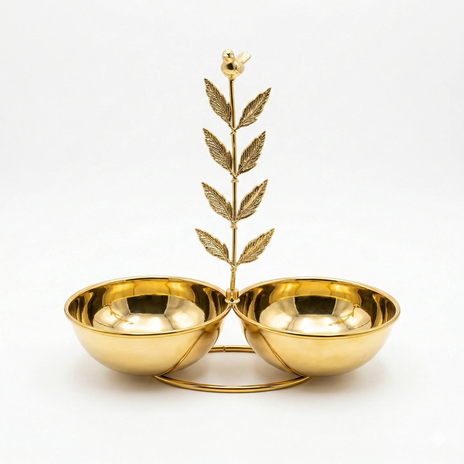 Gemini_Generated_Image_8w8qta8w8qta8w8q Gold Double Serving Bowl with Bird and Leaf Handle - Image 1