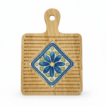 Mediterranean Square Wood Trivet with Diamond Ceramic Inlay
