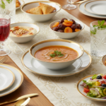 Deva Large Porcelain Soup Bowl with Gold Rim - Image 6