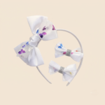 White Butterfly Bow Headband and Hair Clip Set