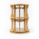 10-Piece Rotating Bamboo Glass Spice Rack Set