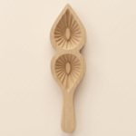 Traditional Wooden Maamoul Mold - 2 Cavity Leaf & Flower Design
