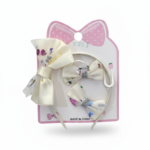 White Butterfly Bow Headband and Hair Clip Set - Image 2