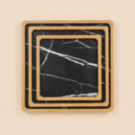3-Piece Nesting Square Bamboo Trays with Marble Pattern