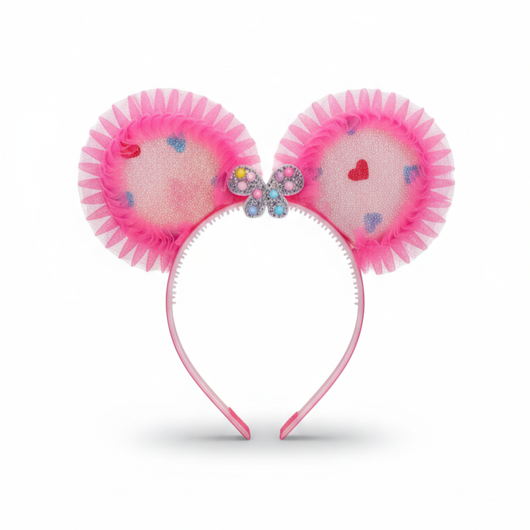 Gemini_Generated_Image_n1pwhtn1pwhtn1pw Disney Minnie Mouse Tulle Ears Headband with Jeweled Butterfly - Image 1